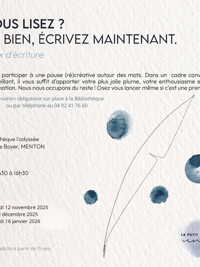 Jeux d'écriture - atelier à la bibliothèque