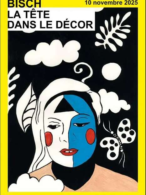 Exhibition Karina Bisch. Her head in the background