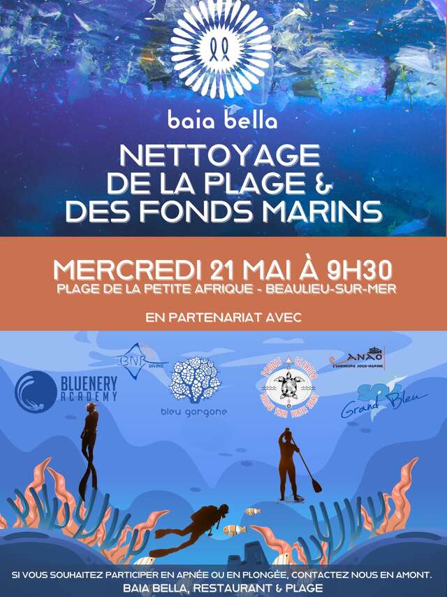 Nettoyage de la plage et des fonds marins de Beaulieu-sur-Mer