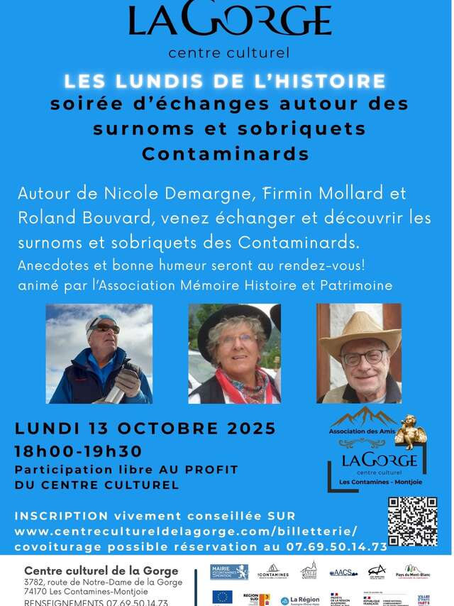 Soirée d'échanges autour des surnoms et sobriquets contaminards au Centre Culturel de la Gorge