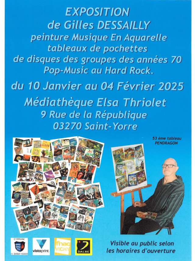 Exposition peinture et pochettes de disques vinyles