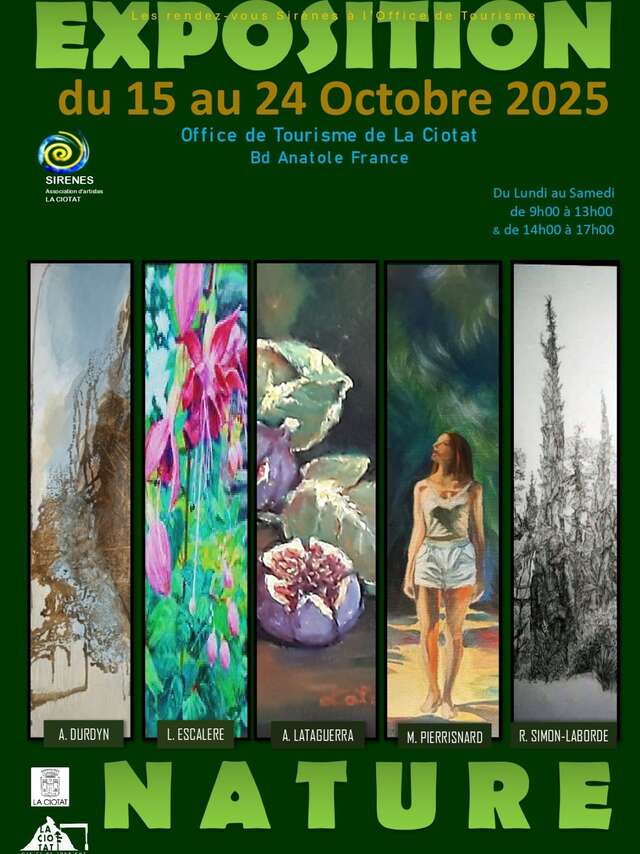 Ausstellung von Gemälden zum Thema Natur von Künstlern des Vereins Sirènes