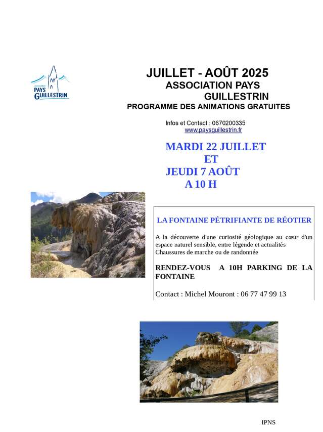 Visites du Pays Guillestrin : "Fontaine pétrifiante de Réotier"