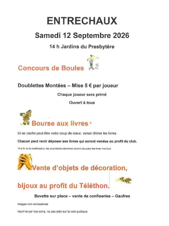 Pétanque tournament, book fair, and yard sale
