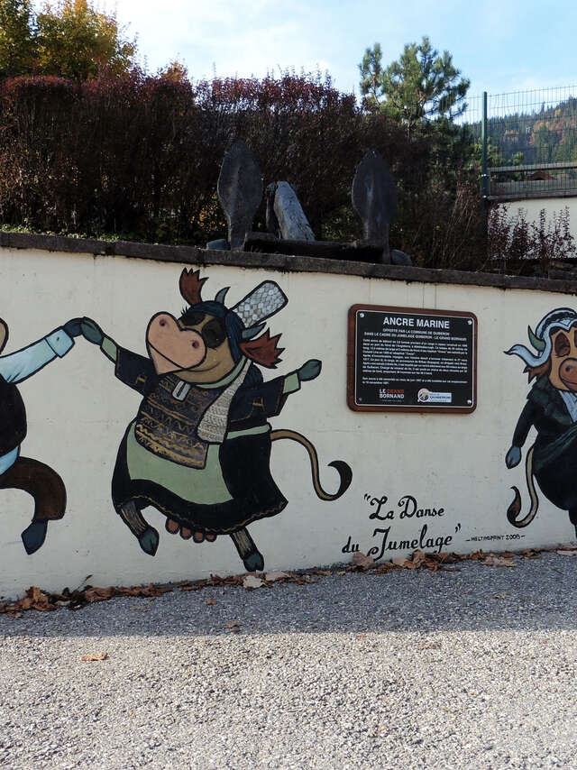 Art vache : fresque "La Danse du jumelage"