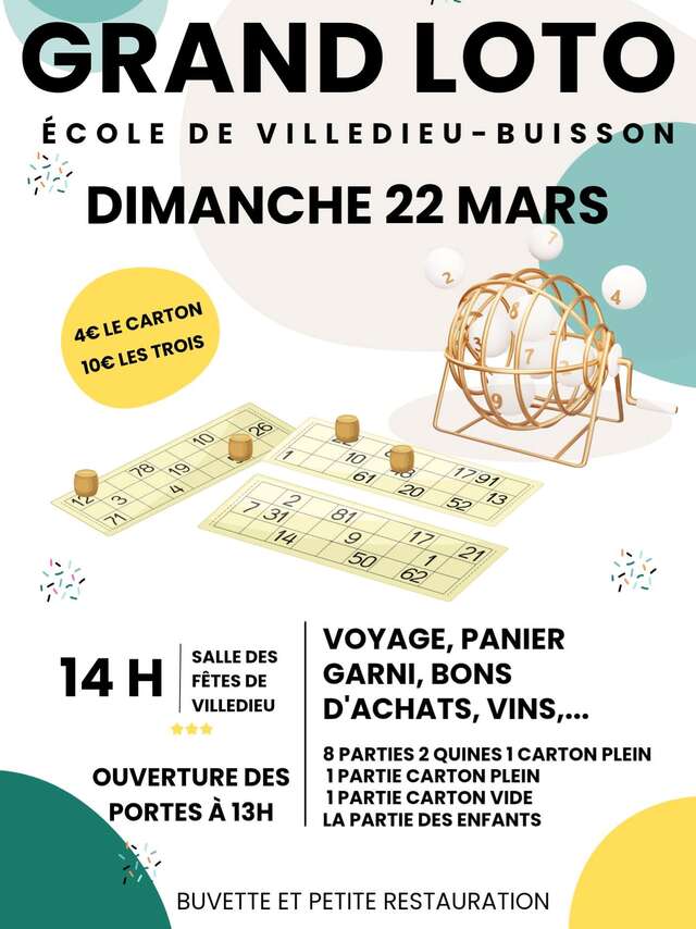 Grand loto de l'école Villedieu-Buisson