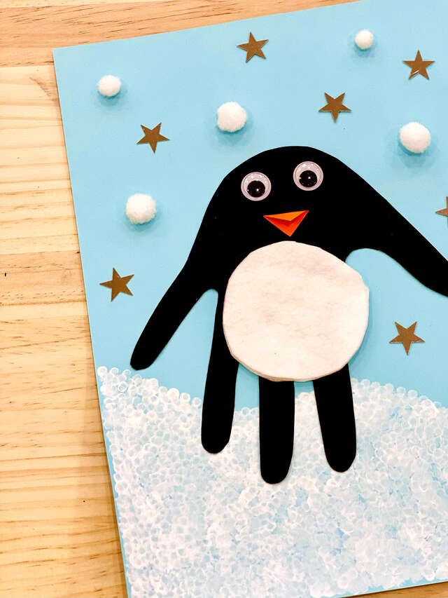 Atelier pingouin en forme de main - Enfants 4/6 ans
