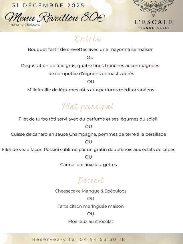 Soirée du 31 Décembre 2025 L'Escale Porquerolles