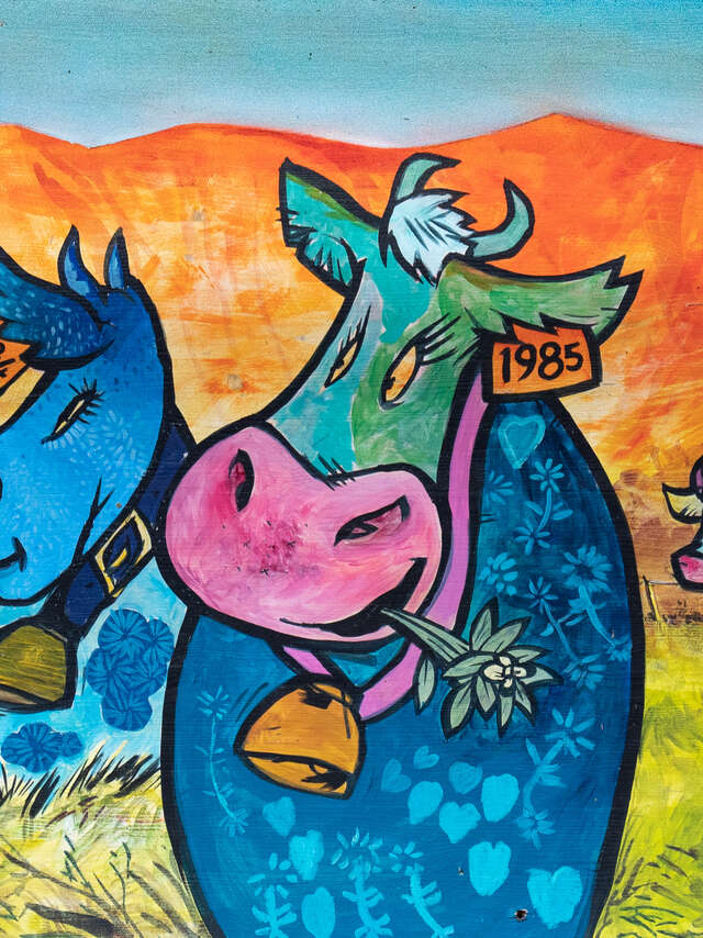 Art Vache : Fresque "Vache en alpage"