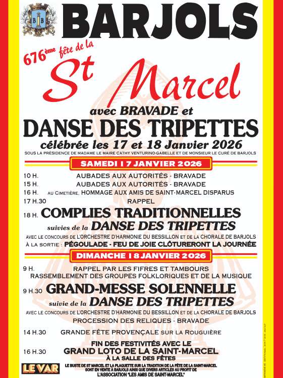 Petite fête de la Saint Marcel :  célébrations religieuses, bravades et danse des Tripettes