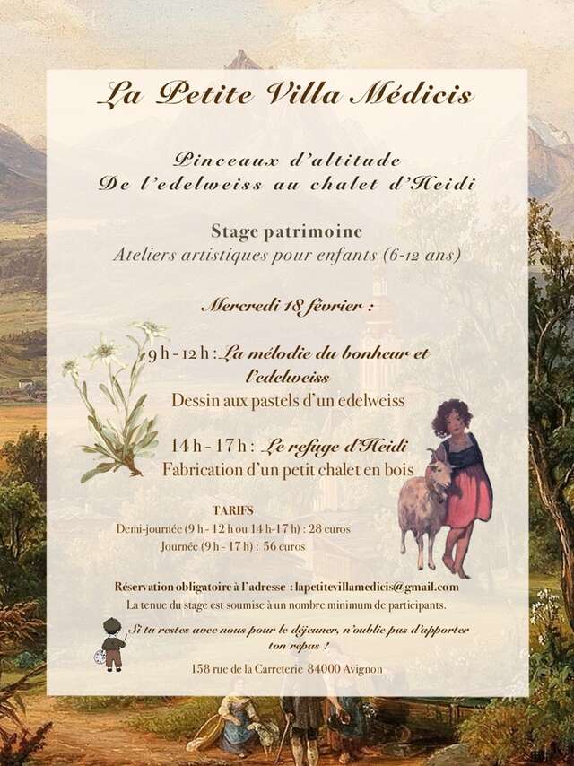 Stage Patrimoine jeune public - Pinceaux d'altitude : De l'edelweiss au chalet d'Heidi