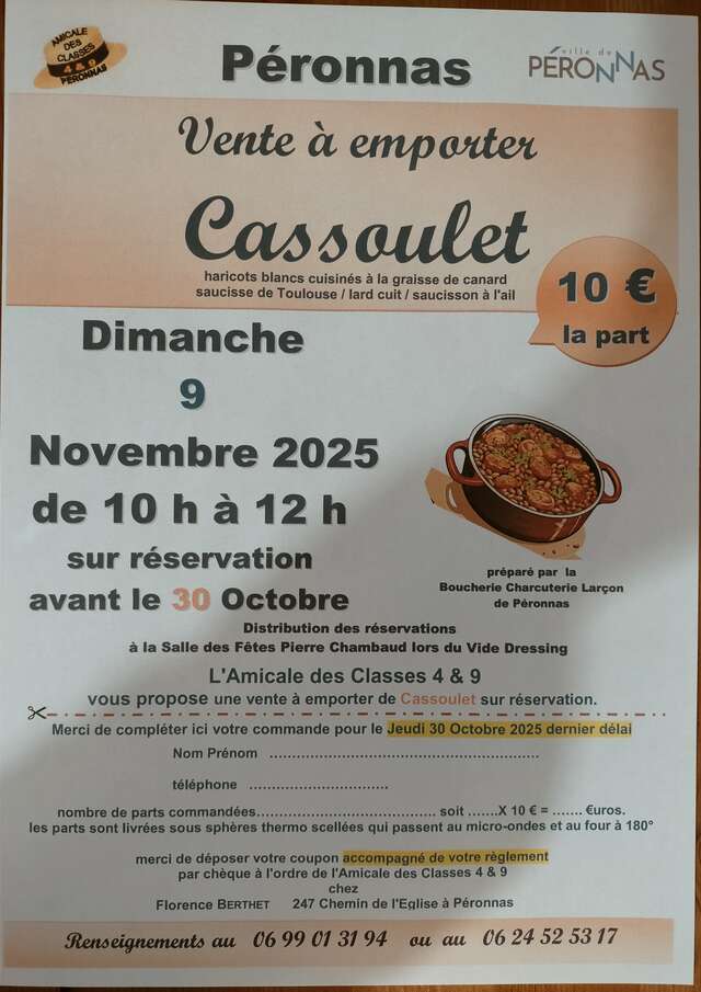 Vente à emporter : Cassoulet