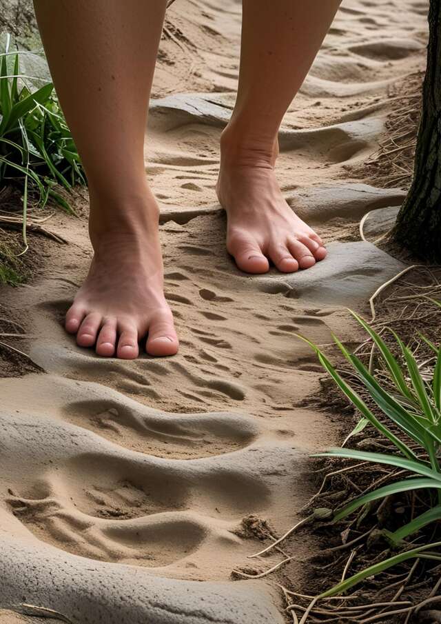 Parcours sensoriel pour petits pieds nus