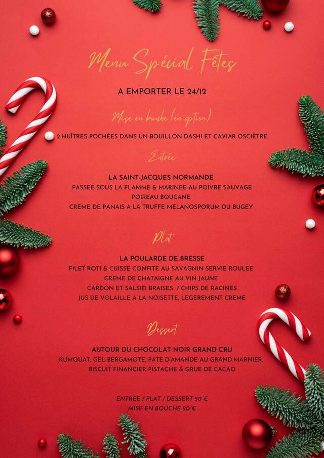 Vente à emporter Menu de Noël