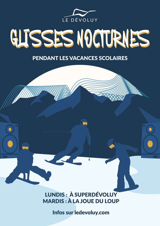 Session glisse nocturne à La Joue du Loup