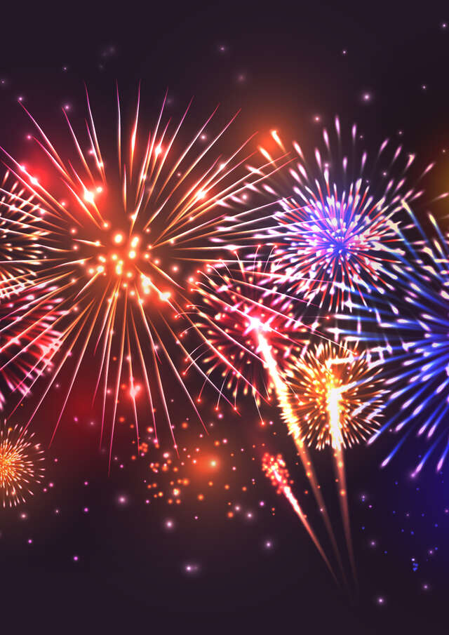 Fireworks during night skiing