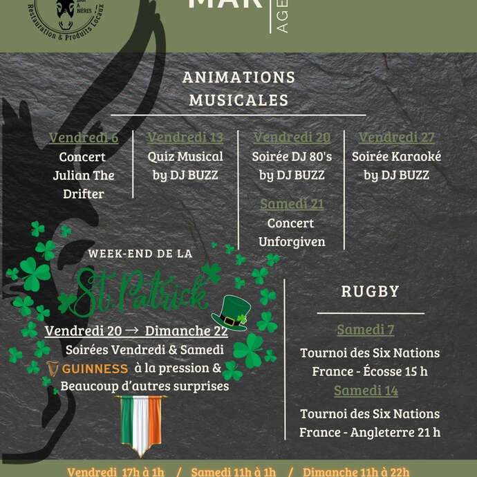 Week-end de la Saint-Patrick au Bourricot