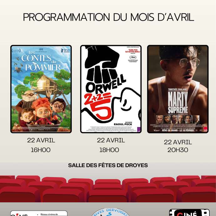 Cinéma itinérant : à l'affiche "Les Contes du Pommier" & "Orwell 2 plus 2 égal 5" & "Marty Supreme"