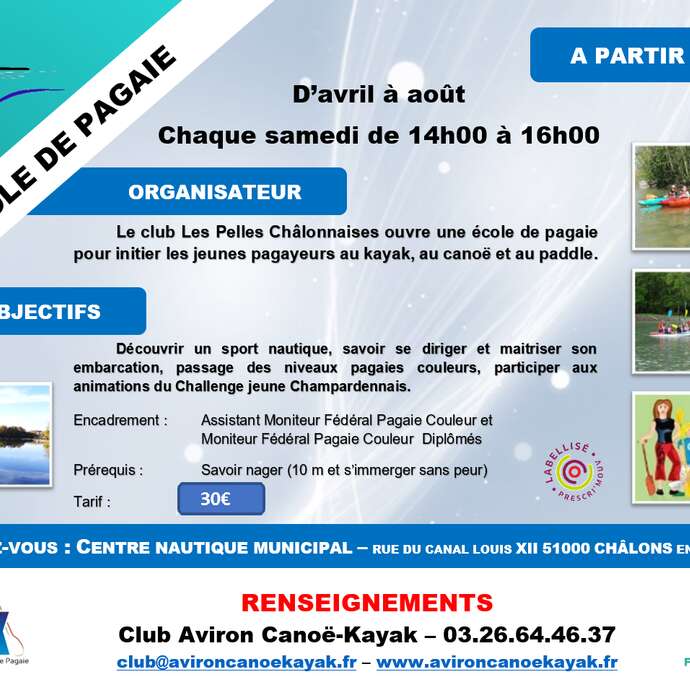 Ecole de Pagaie - Club Aviron Canoë-Kayak