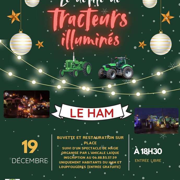 Défilé de tracteurs illuminés de Noël