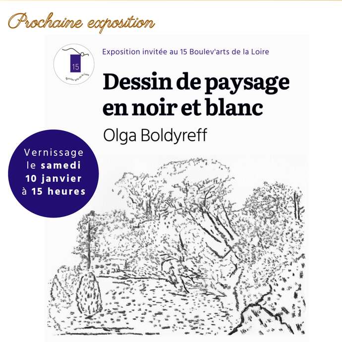 Dessin de paysage en noir et blanc - Olga Boldyreff