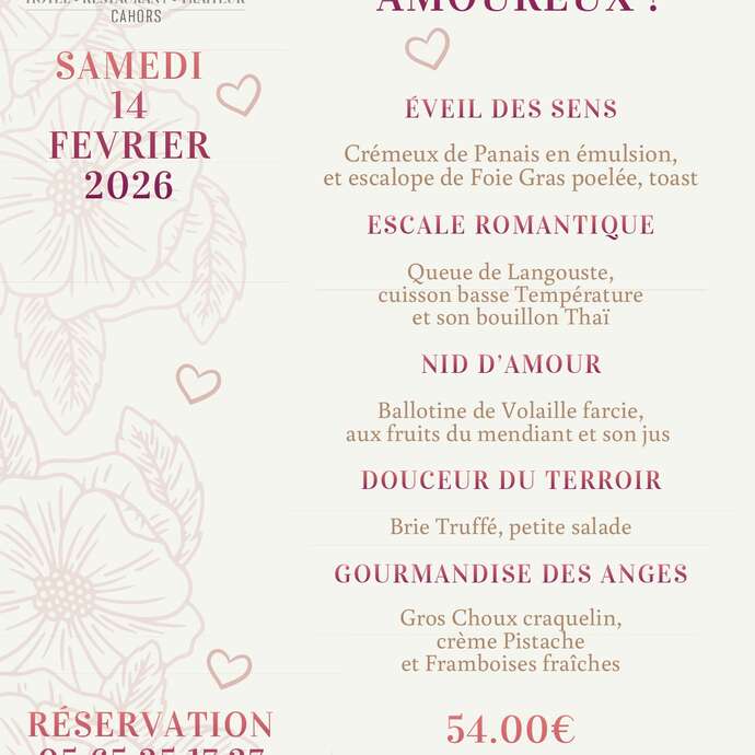 Menu de la Saint-Valentin à la Chartreuse