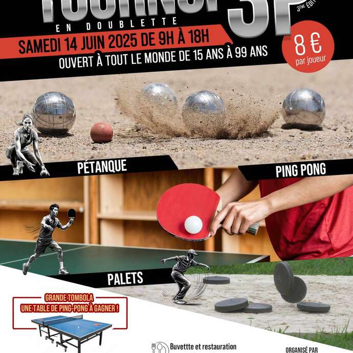 TOURNOIS 3P - Pétanque, Ping-pong, Palet