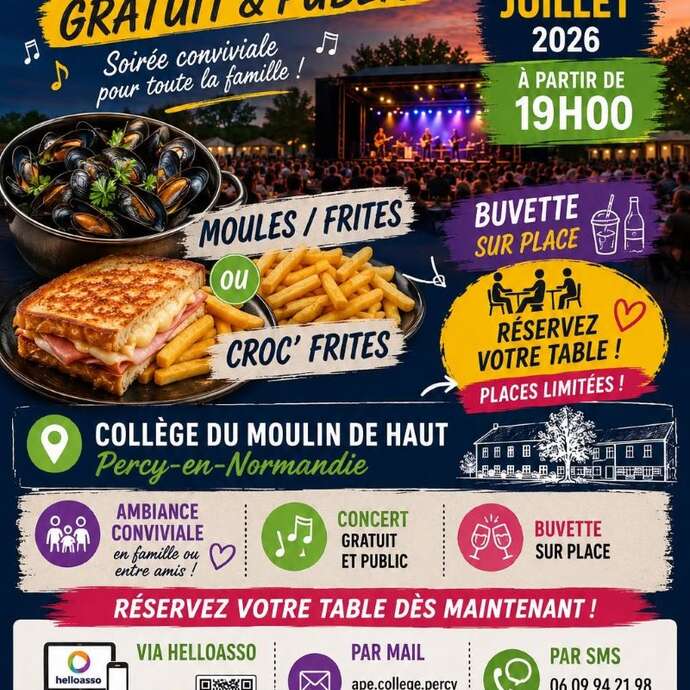 Soirée moules frites & concert gratuit