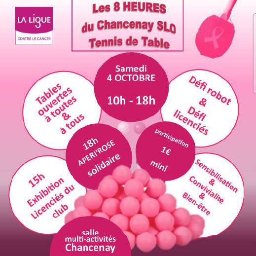 Octobre Rose : les 8 Heures du SLO Chancenay Tennis de table. Ping-pong solidaire.