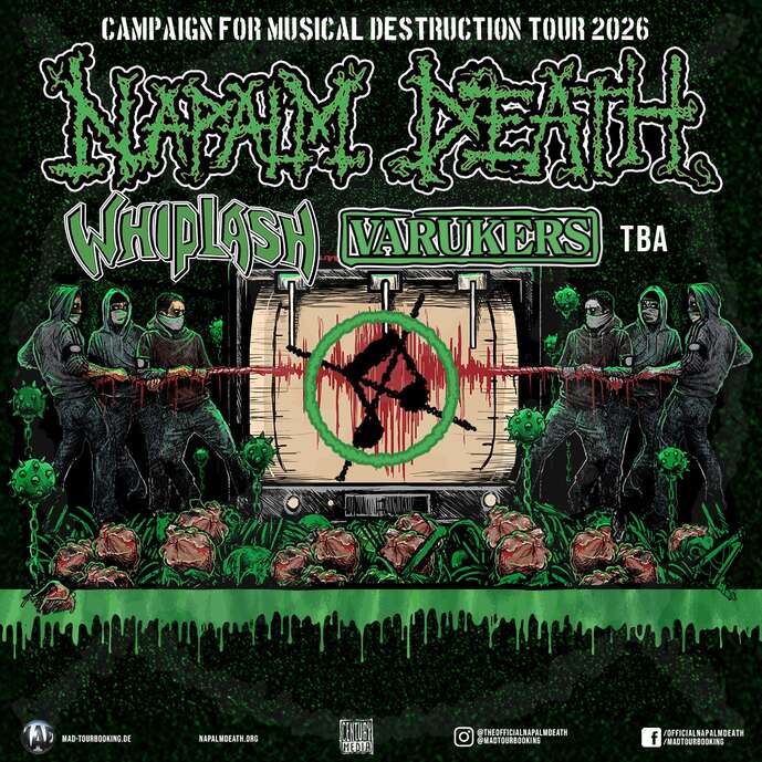 Métal : Napalm Death + Whiplash + The Varukers + Dopelord
