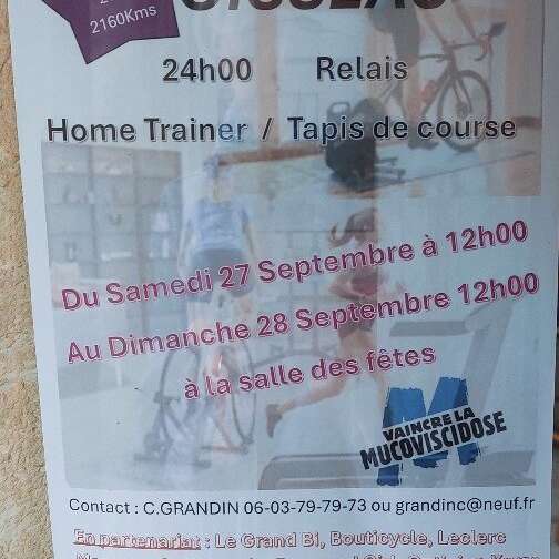 Virades de l'Espoir : défi 24heures Home-trainer/tapis de course à Oisseau