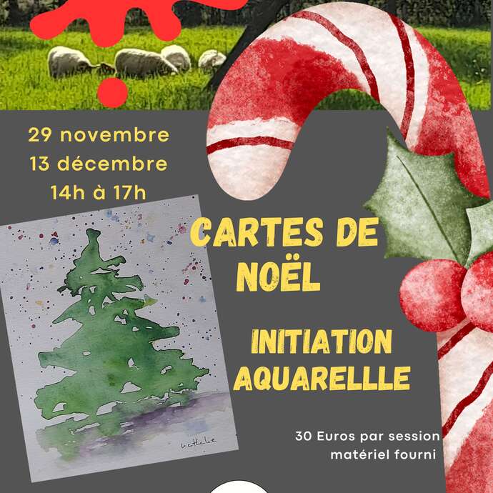 Peindre à la ferme : Cartes de Noël - Initiation aquarelle