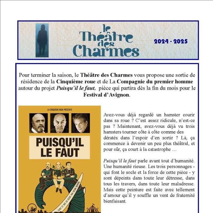 Théâtre : "Puisqu'il te faut"