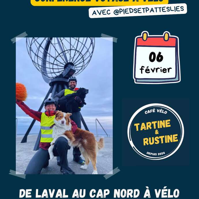 Conférence voyage à vélo avec des chiens