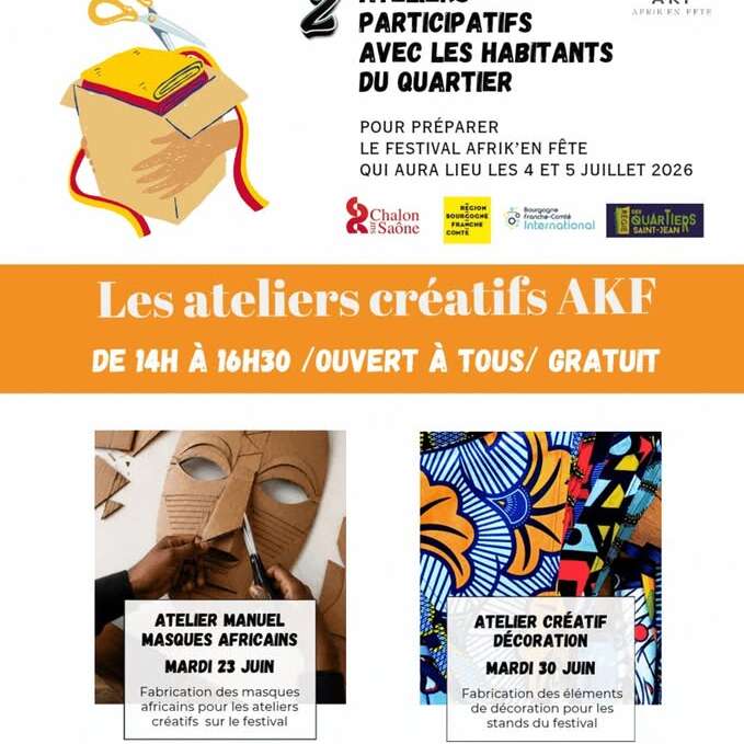 Ateliers participatifs les 23 et 30 juin pour préparer le Festival Afrik'en fête