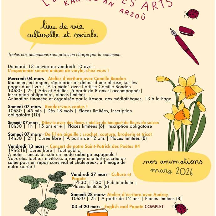 Programme de mars au Carré des Arts