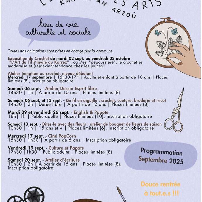 Programme de septembre au Carré des Arts