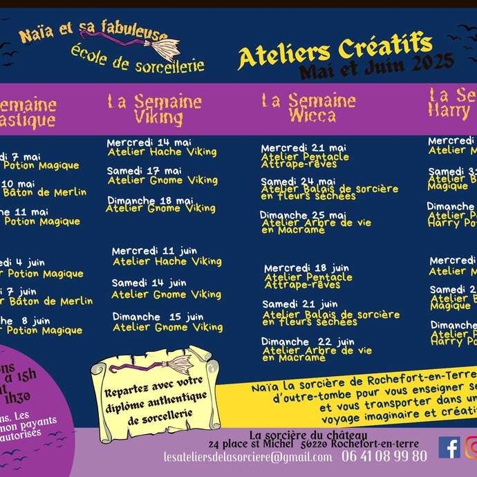 Ateliers créatifs de la Sorcière du château "La semaine Wicca"