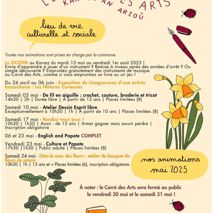 Programme de mai au Carré des Arts