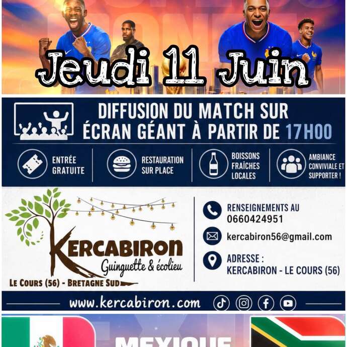 Diffusion du match Mexique/Afrique du Sud sur écran géant à Kercabiron