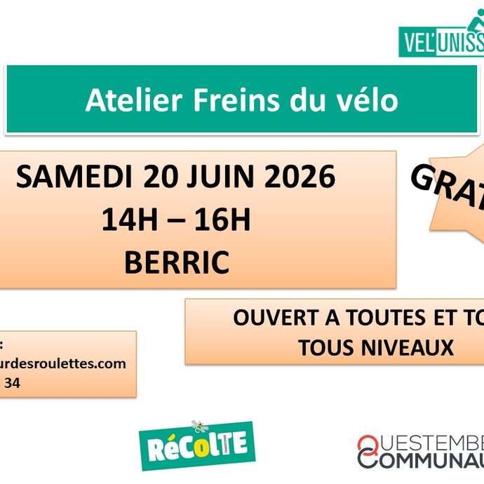 Atelier gratuit sur les freins de son vélo