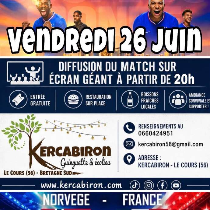 Diffusion du match Norvège/France sur écran géant à Kercabiron