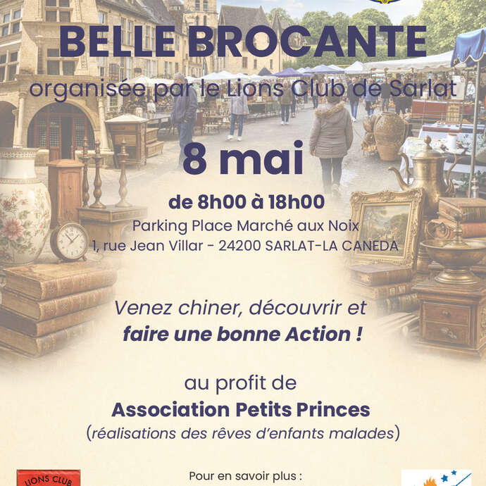 Lions club de Sarlat : une belle brocante caritative le 8 mai