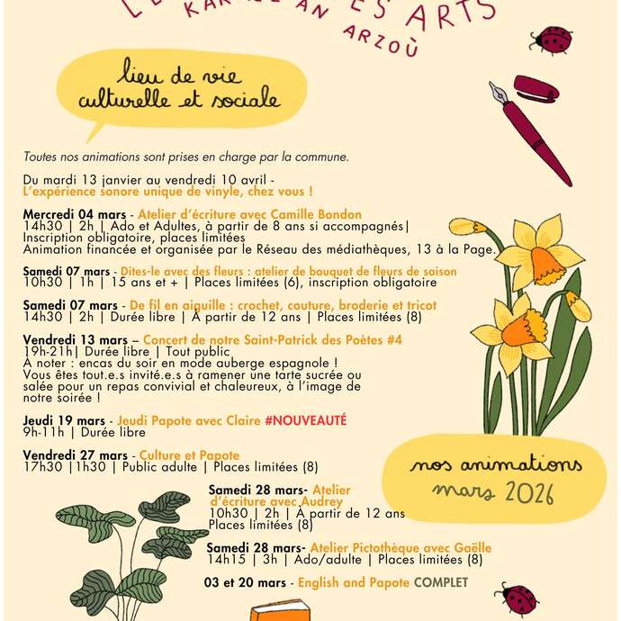 Programme de mars au Carré des Arts