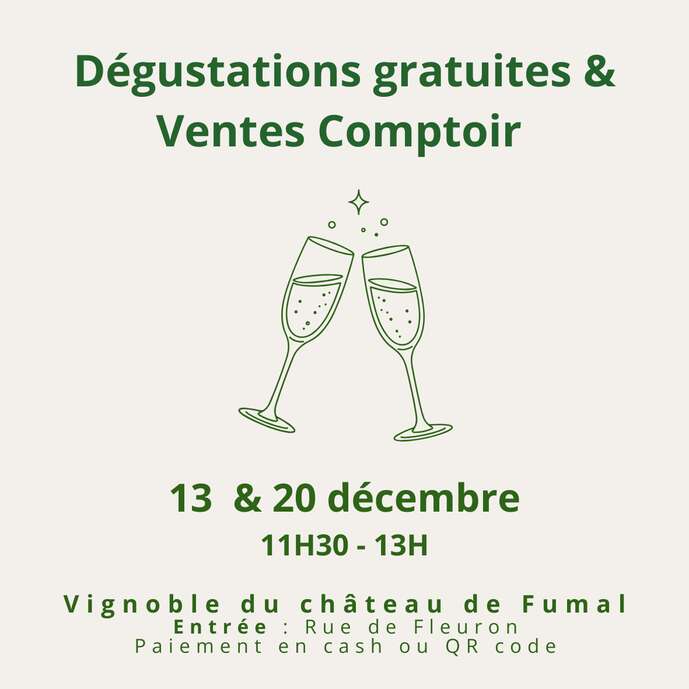 Dégustations gratuites des Bulles de Fumal et Ventes comptoir