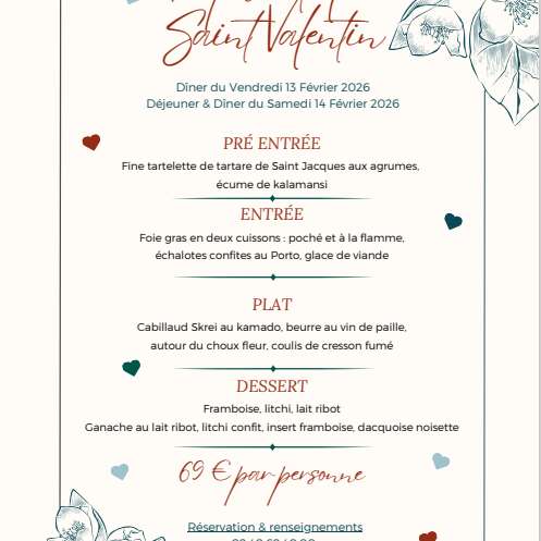 Menu de la Saint-Valentin au Saint-Christophe