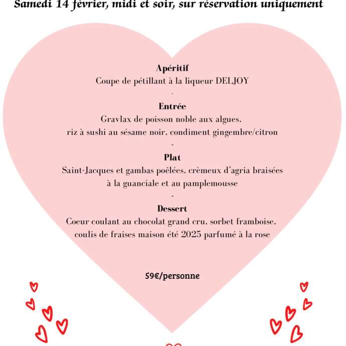 Menu de la Saint-Valentin au Castelli