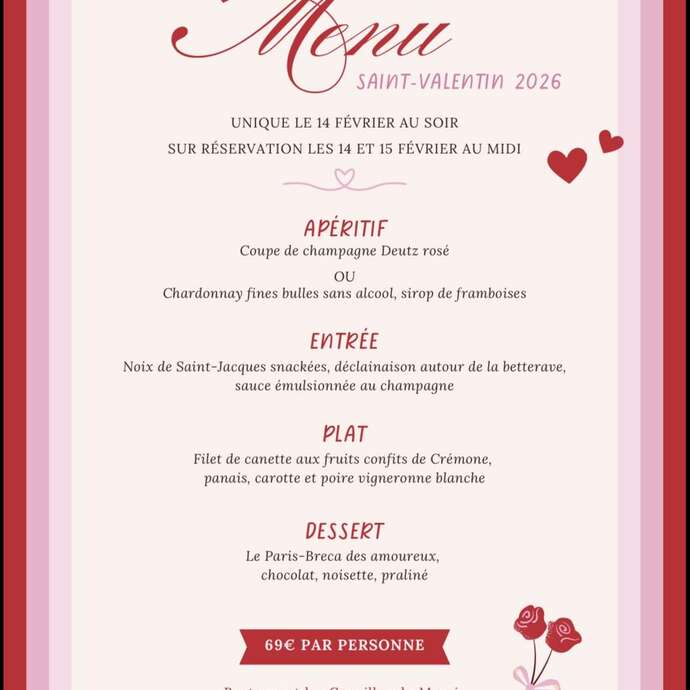 Votre menu de la Saint-Valentin aux Canailles du Marais