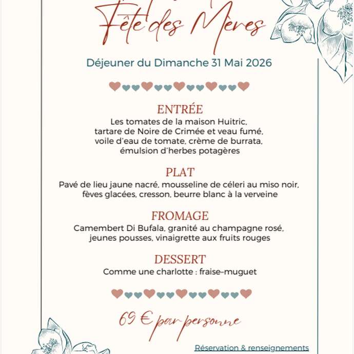 Menu - Déjeuner fête des mères