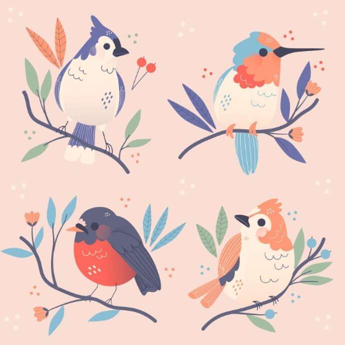 Concours de dessins enfants "Fleurs et oiseaux"